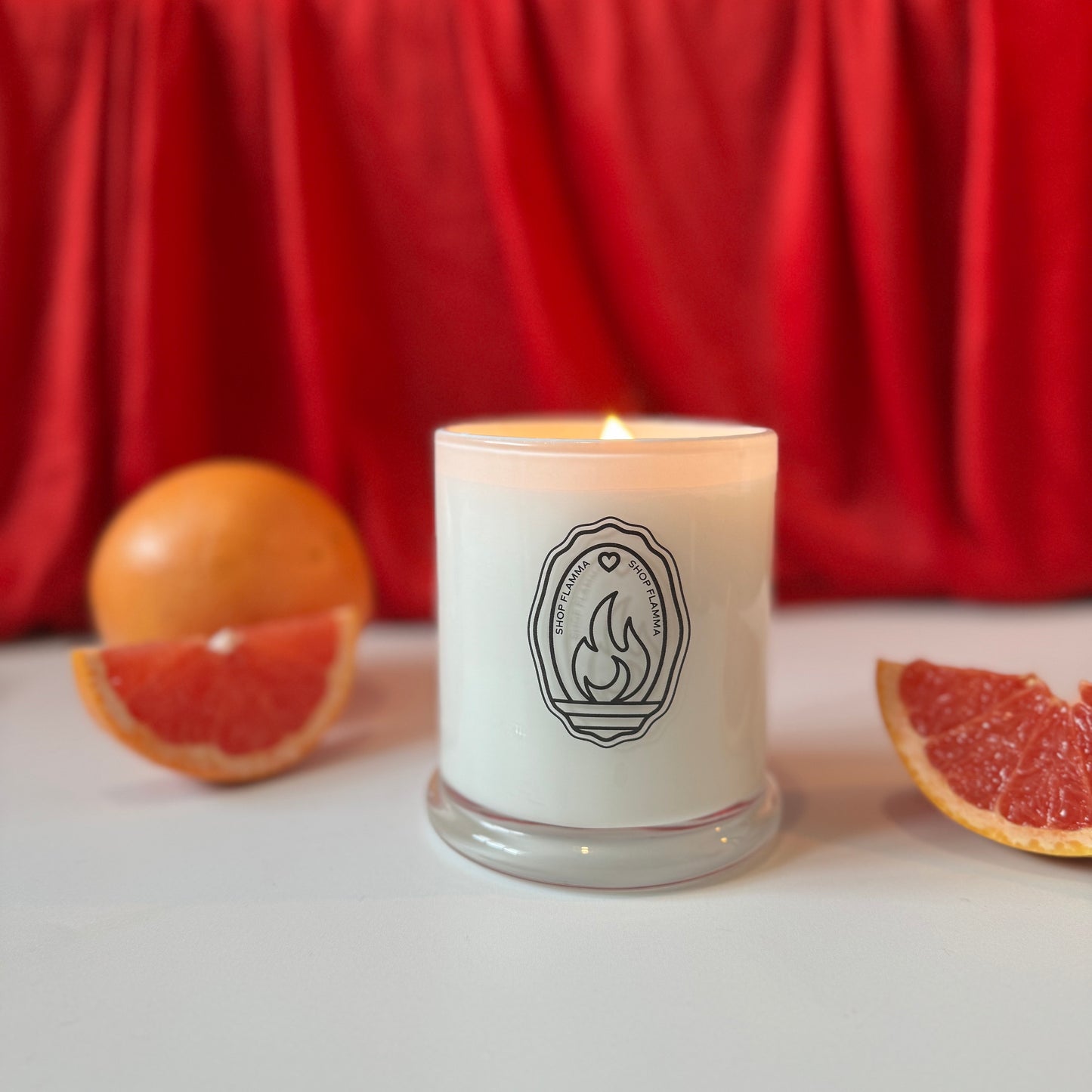 Pink Grapefruit & Vanilla - Large White Candle